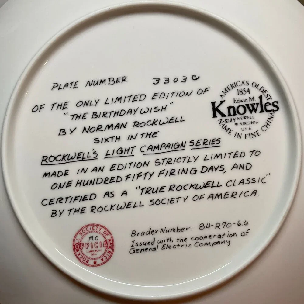 Norman Rockwell The Birthday Wish Collectors Plate in Knowles Fine China